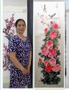 书画家唐岱慈（岱岳高崇山水秀，慈云圣洁鸟花香）叶天来赠