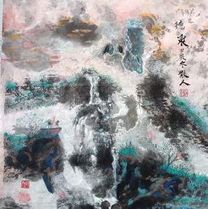 邱建辉国画：听泉