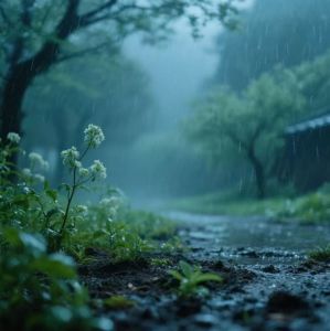 风清晨别梦，雨细晚来思