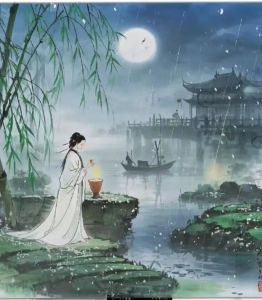 细雨晚思绵