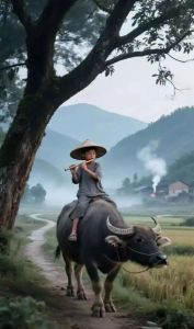 牧童立牛横箫惬意浪漫